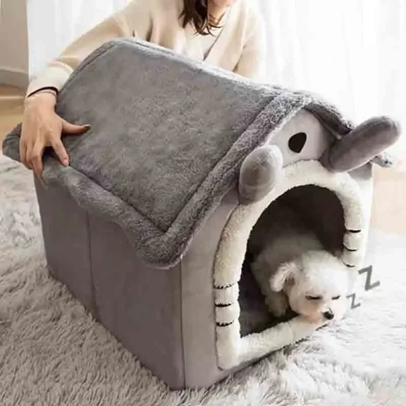 Indoor Warm Dog House and Soft Cat Bed with Removable Cushion