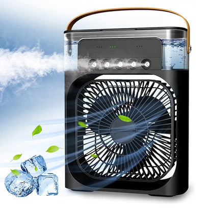 Portable Humidifier Fan Air Cooler Fan Electric Air Conditioners Household Small Air Cooler USB Mini Fans with 7 Color LED Light