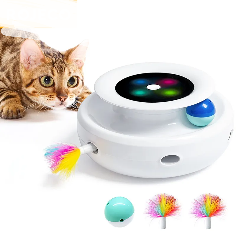 Smart 2-in-1 Interactive Cat Toy Set - Automatic Feather Fun Ball - 5 Modes - Electronic Toy for Cats and Dogs - Pet Toy Accessories