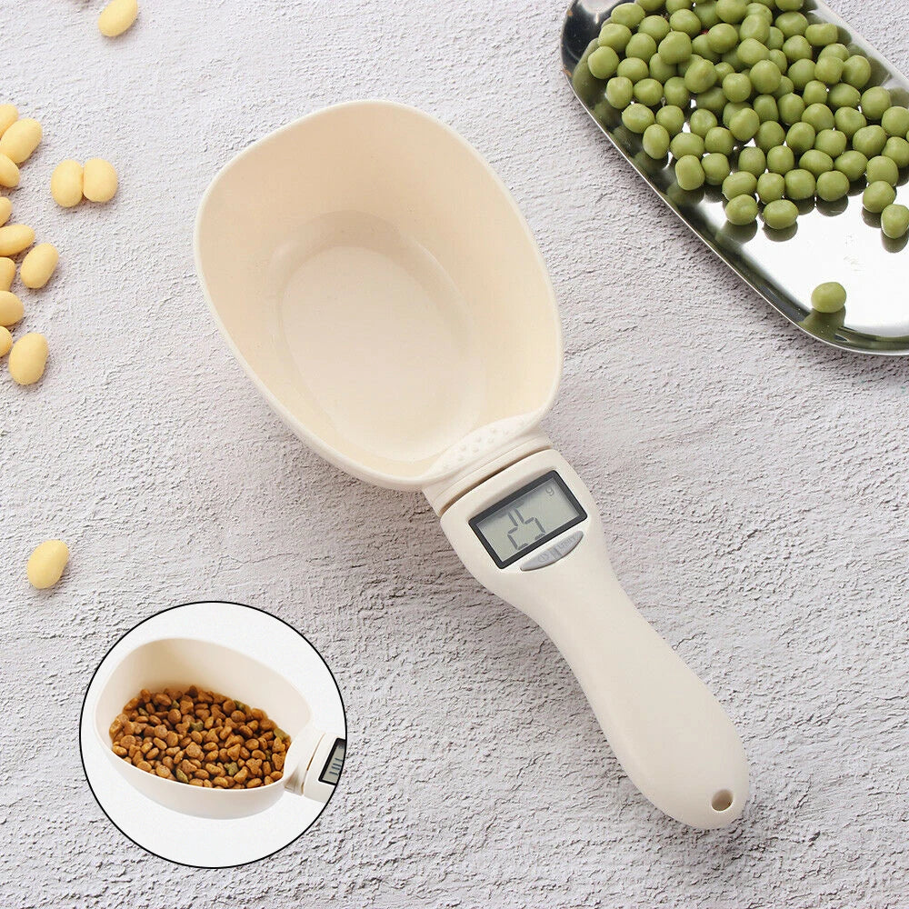 Electronic Pet Food Measuring Scoop - Digital Spoon Scale with LED Display - Accurate Dog and Cat Food Measurement - Kitchen Food Scale