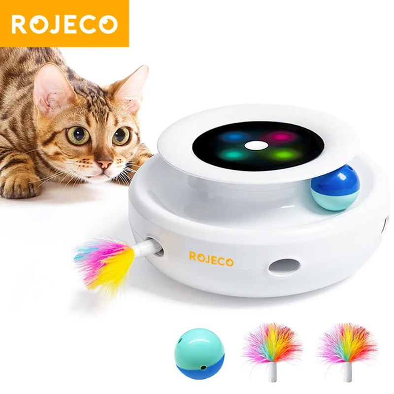 Smart 2-in-1 Interactive Cat Toy Set - Automatic Feather Fun Ball - 5 Modes - Electronic Toy for Cats and Dogs - Pet Toy Accessories