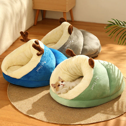 Sweet Cat Bed Winter Warmth Plush Pet House Cozy Kitten Cushion Cat Basket Little Mat Cat House Supplies for Small Medium Cats