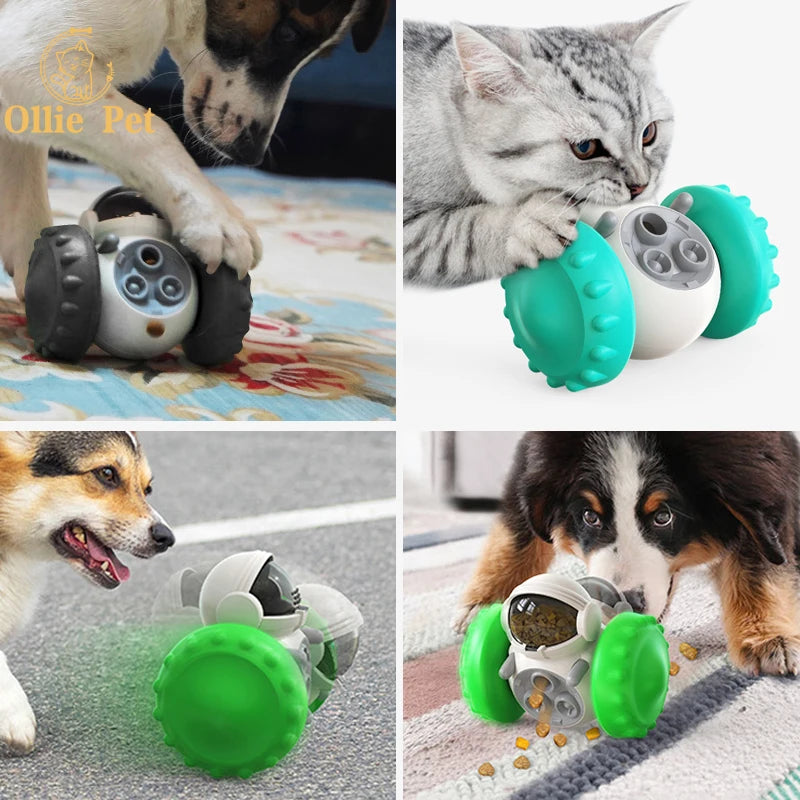 Dog Treat Toy Interactive Tumbler Robot Slow Food Feeder Puppy Cat Snack Treat Dispenser Dog Supplies for Pet Dogs IQ Training