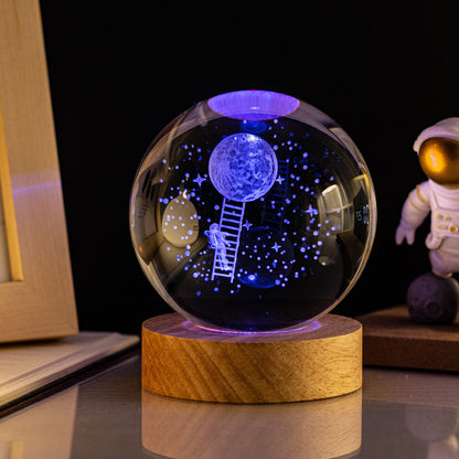 Milky Way Solar System Rain Cloud Astronaut Glowing Crystal Ball Night Light