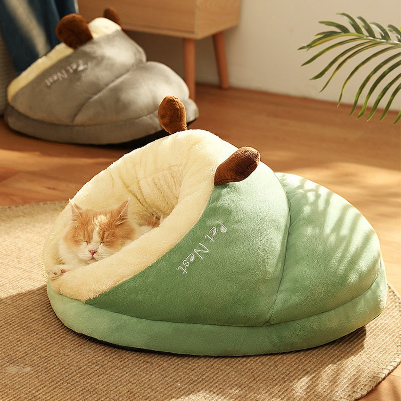 Sweet Cat Bed Winter Warmth Plush Pet House Cozy Kitten Cushion Cat Basket Little Mat Cat House Supplies for Small Medium Cats