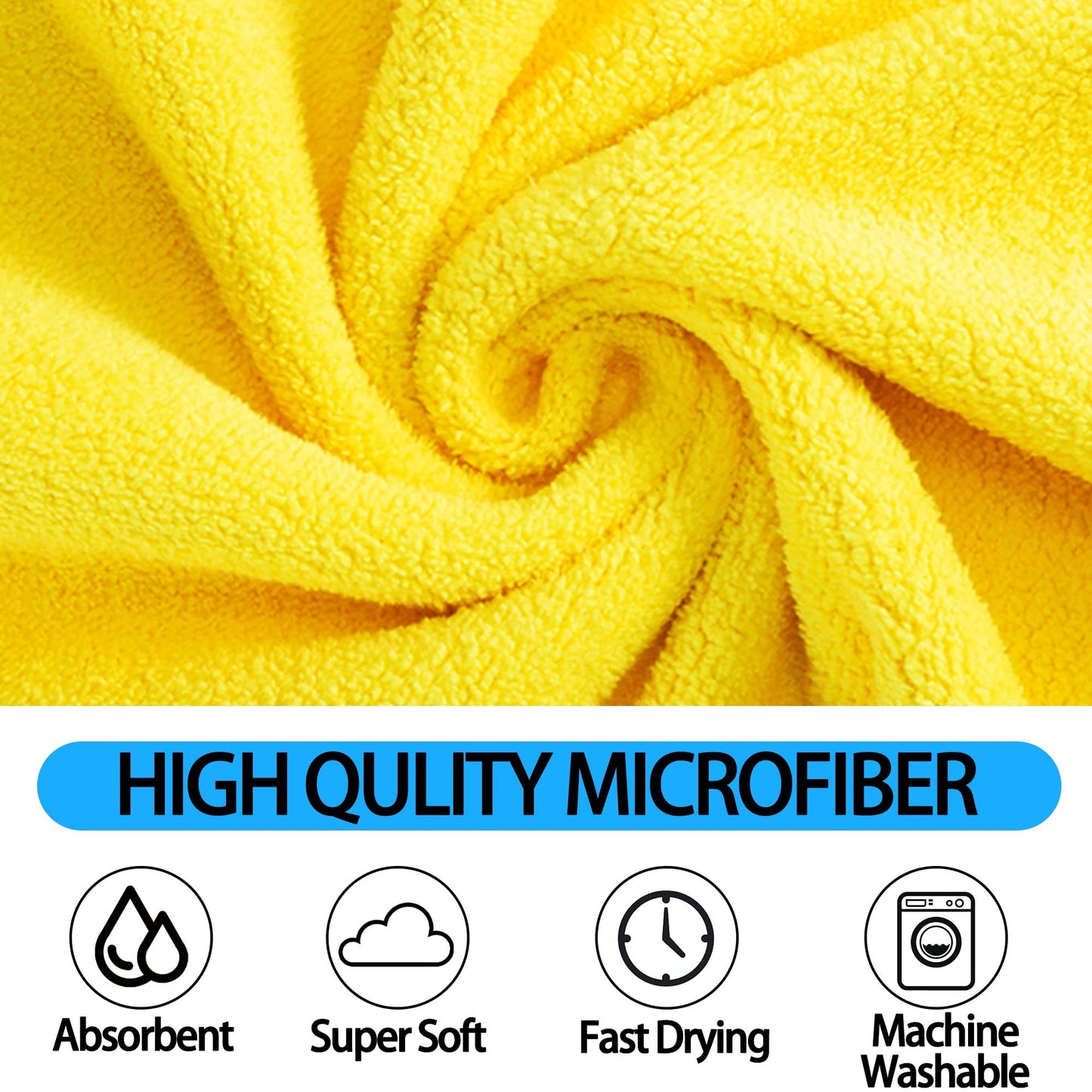 Super Absorbent Quick Drying Soft Microfiber Pet Towel (Yellow)