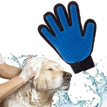 2-in-1 Pet Grooming Glove - Deshedding Brush and Massage Tool - Gentle Hair Remover and Cleaner for Cats and Dogs - Bath Time Companion