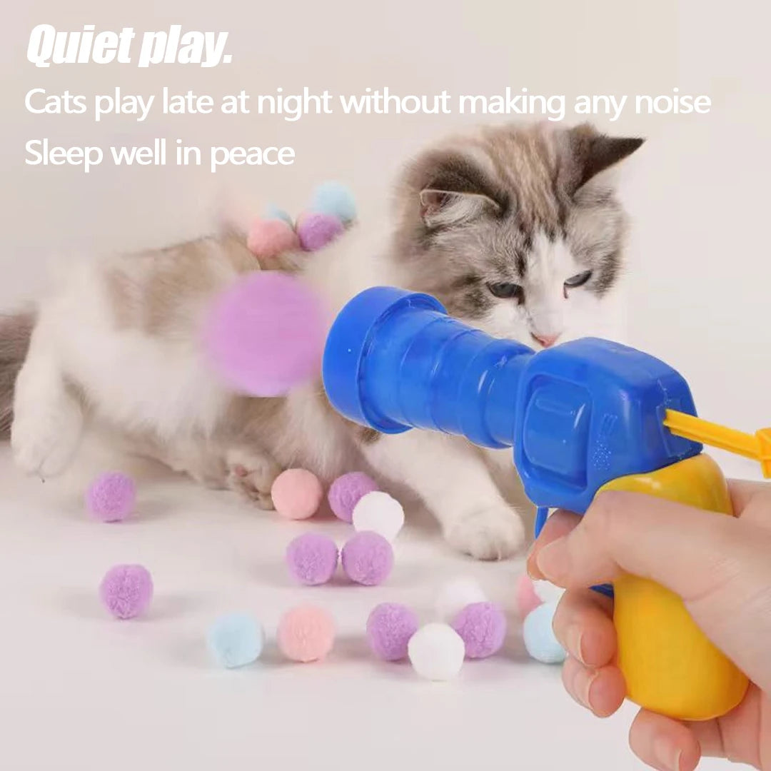 Creative Cat Toys Interactive Launch Training Kittens Mini Pompoms Games Stretch Plush Ball Toys Pet Accessories Cat Supplies