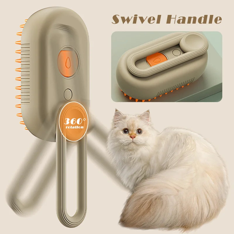 3-in-1 Pet Steam Brush - Steamy Spray Massage Comb - Hair Removal and Grooming Tool - Pet Beauty and Cleaning Supplies