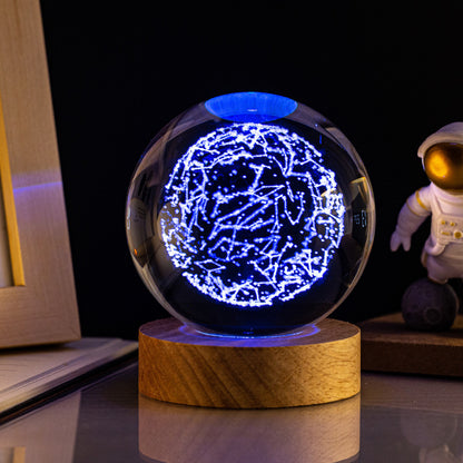 Milky Way Solar System Rain Cloud Astronaut Glowing Crystal Ball Night Light