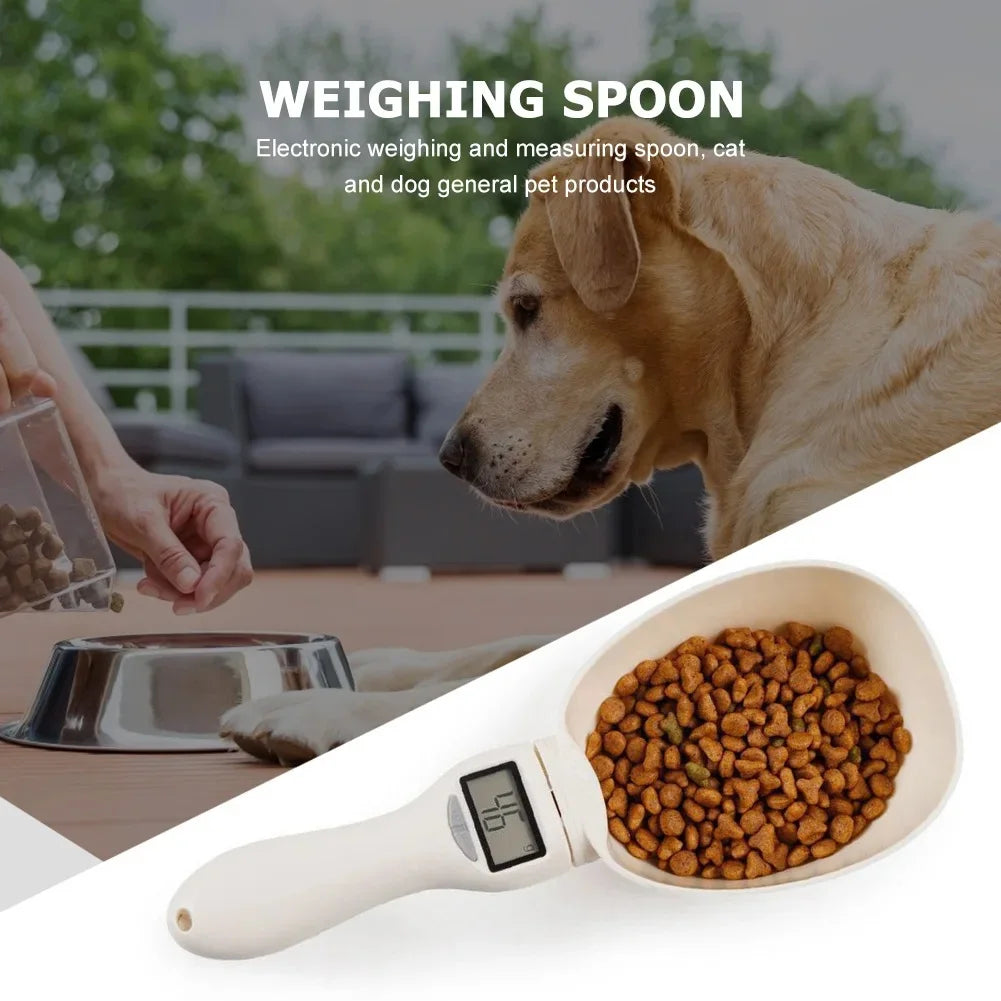 Electronic Pet Food Measuring Scoop - Digital Spoon Scale with LED Display - Accurate Dog and Cat Food Measurement - Kitchen Food Scale