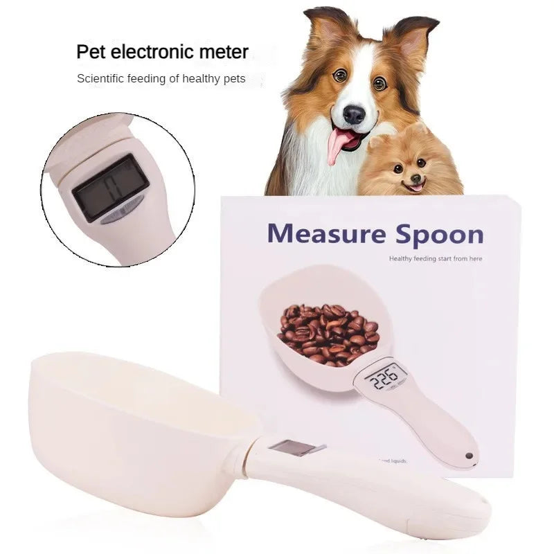 Electronic Pet Food Measuring Scoop - Digital Spoon Scale with LED Display - Accurate Dog and Cat Food Measurement - Kitchen Food Scale