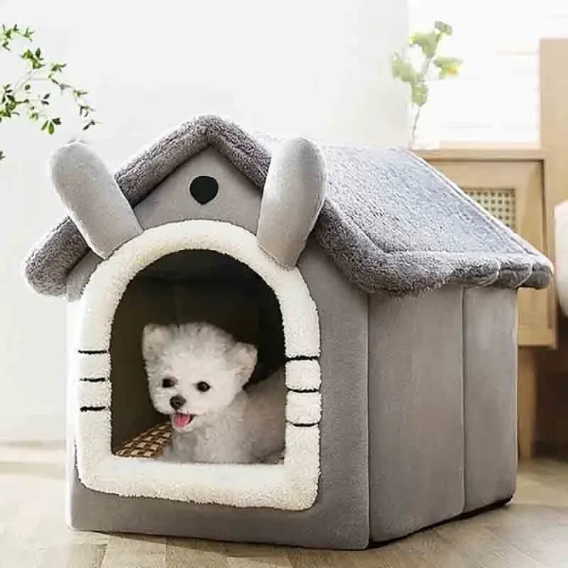 Indoor Warm Dog House and Soft Cat Bed with Removable Cushion