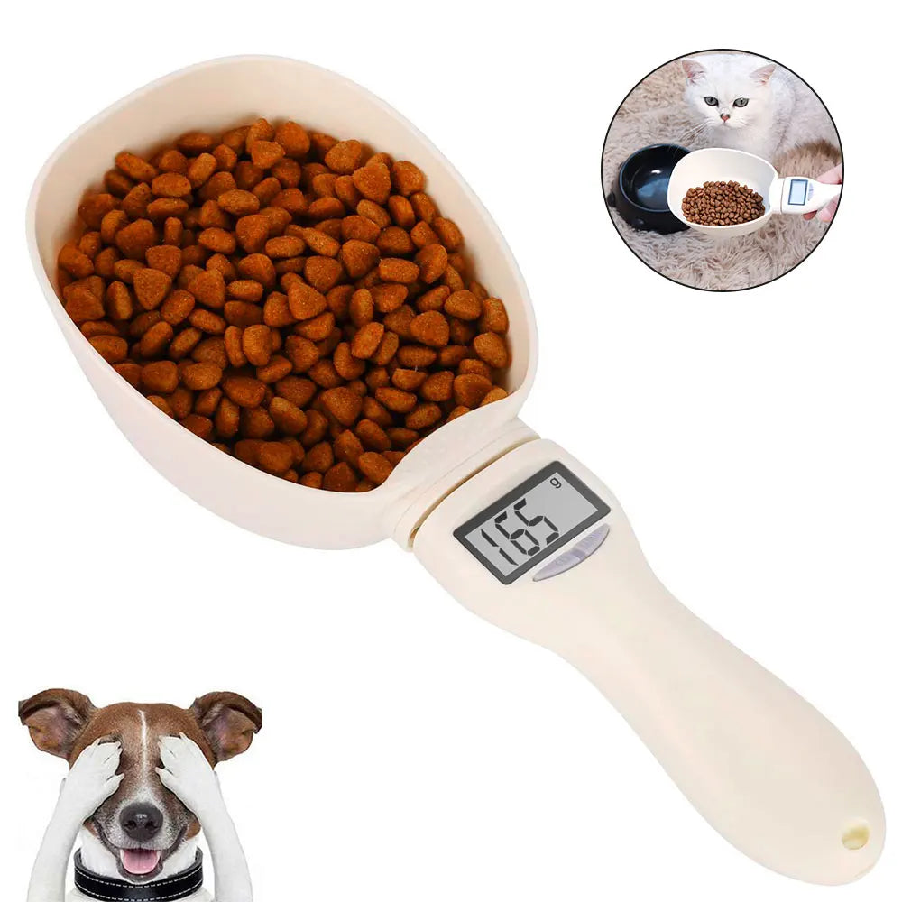 Electronic Pet Food Measuring Scoop - Digital Spoon Scale with LED Display - Accurate Dog and Cat Food Measurement - Kitchen Food Scale