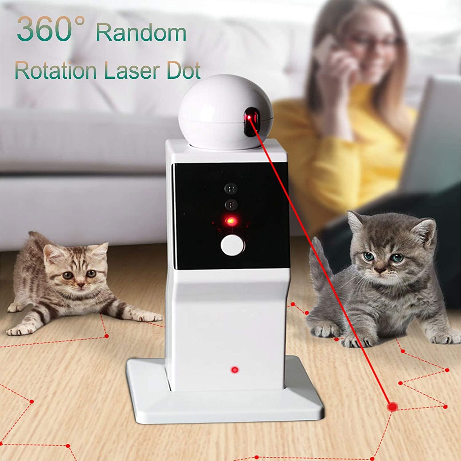 Automatic 360° Random Rotation Moving Laser Cat Toy or Dog Toy for Endless Entertainment and Exercise