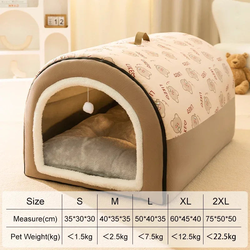 Winter Dog Kennel Warm Dog House Mat Detachable Washable Dogs Bed Nest Deep Sleep Tent for Medium Large Dogs House Dog Supplies