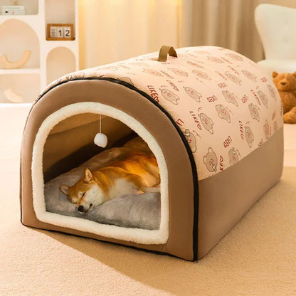 Winter Dog Kennel Warm Dog House Mat Detachable Washable Dogs Bed Nest Deep Sleep Tent for Medium Large Dogs House Dog Supplies