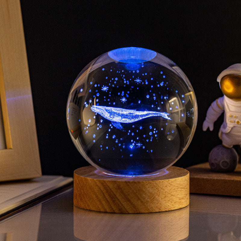 Milky Way Solar System Rain Cloud Astronaut Glowing Crystal Ball Night Light