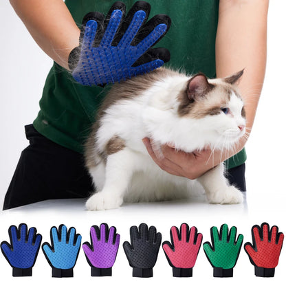 2-in-1 Pet Grooming Glove - Deshedding Brush and Massage Tool - Gentle Hair Remover and Cleaner for Cats and Dogs - Bath Time Companion