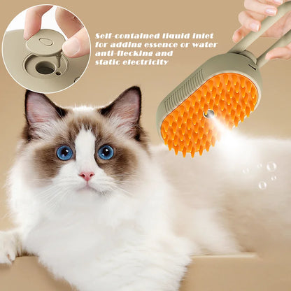 3-in-1 Pet Steam Brush - Steamy Spray Massage Comb - Hair Removal and Grooming Tool - Pet Beauty and Cleaning Supplies