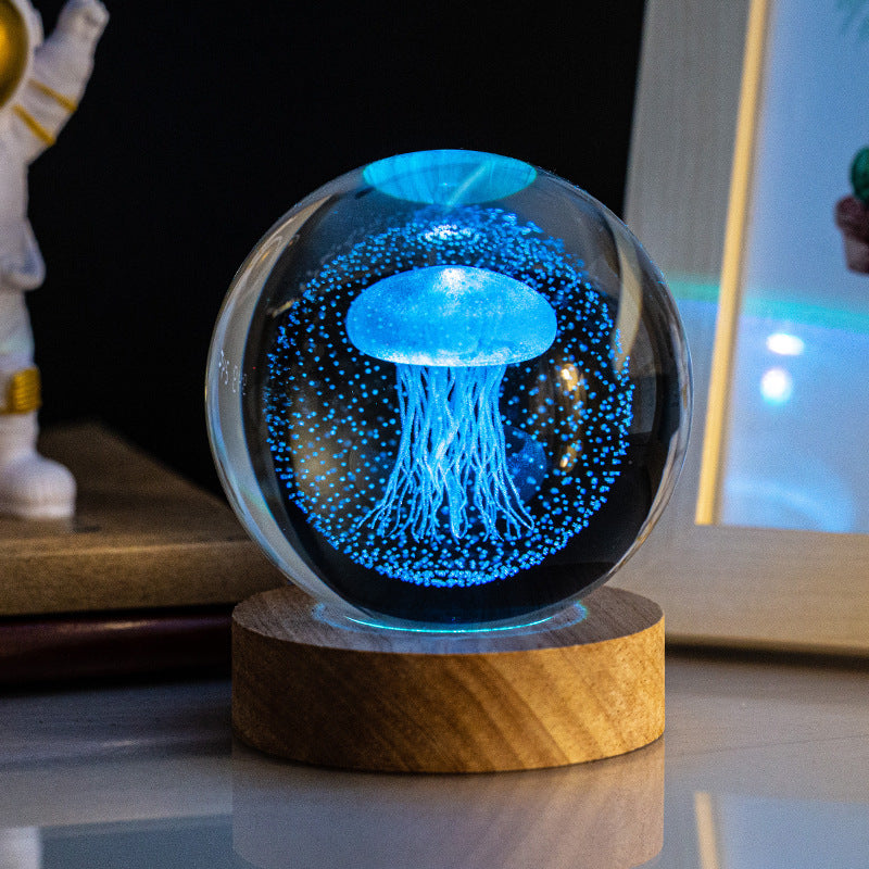 Milky Way Solar System Rain Cloud Astronaut Glowing Crystal Ball Night Light