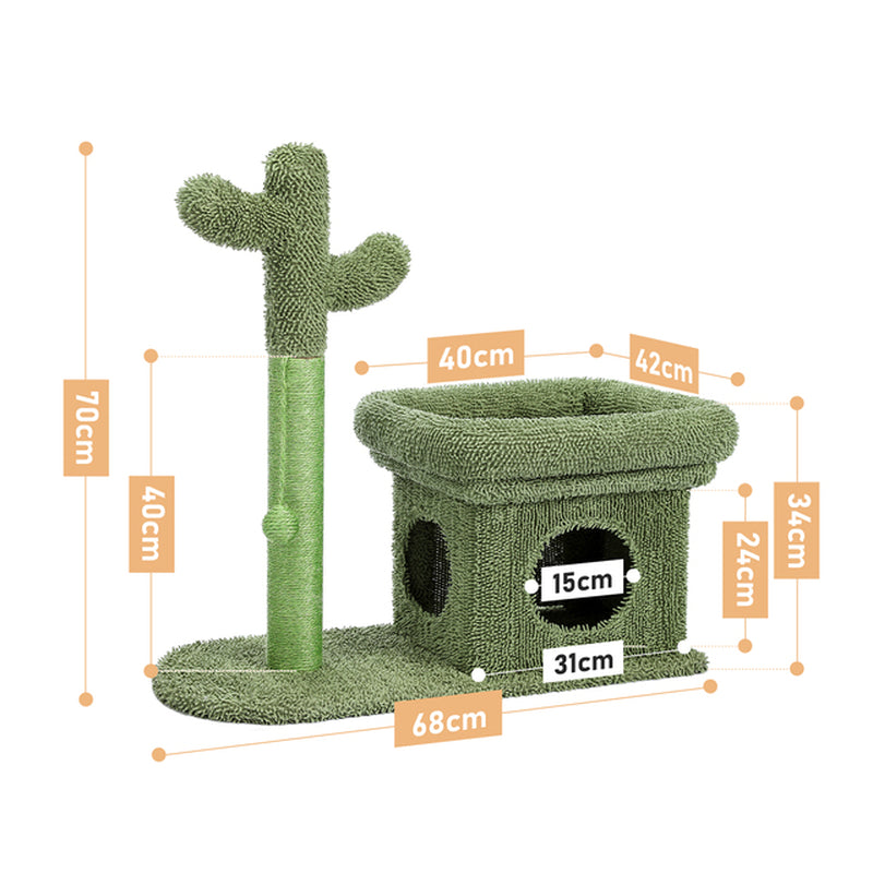 Cute Cactus Pet Cat Tree Toy with Ball Scratching Post for Cat Kitten Climbing Mushroom Condo Protecting Furniture Fast Delivery