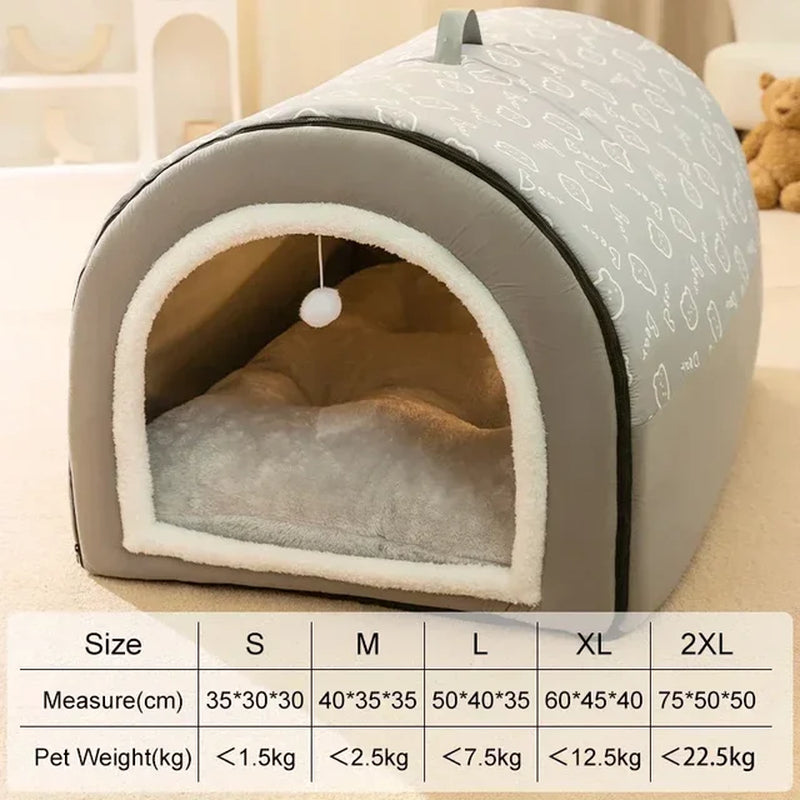 Winter Dog Kennel Warm Dog House Mat Detachable Washable Dogs Bed Nest Deep Sleep Tent for Medium Large Dogs House Dog Supplies