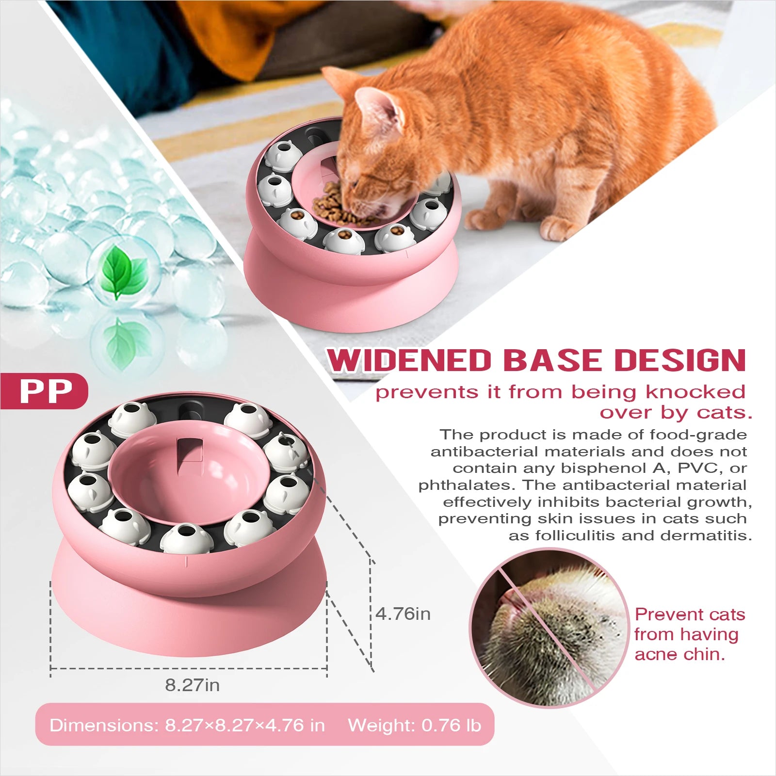 Interactive Slow Feeder Cat Toy - Cat Puzzle Feeder Bowl - Promotes Digestion and Mental Stimulation for Indoor Cats