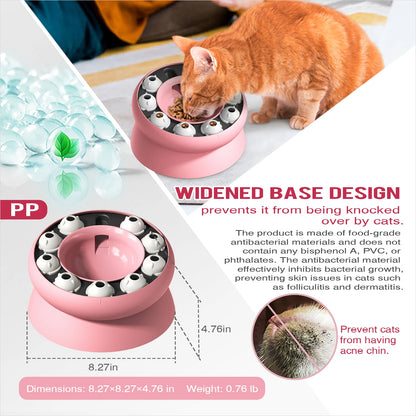 Interactive Slow Feeder Cat Toy - Cat Puzzle Feeder Bowl - Promotes Digestion and Mental Stimulation for Indoor Cats