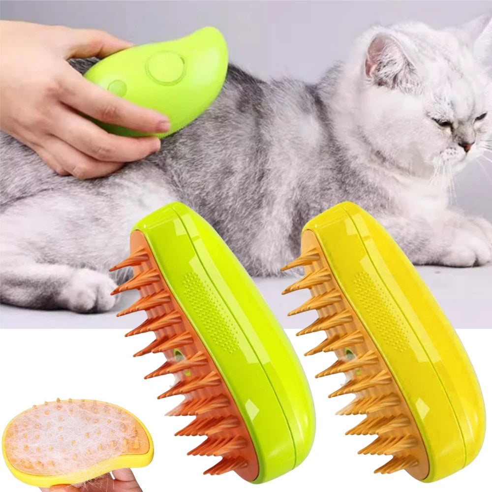 3 In 1 Electric Steamy Pet hair Brush with Massage