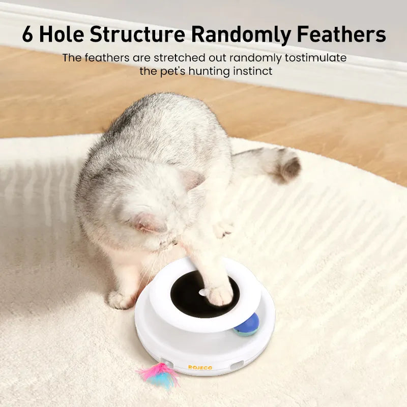 Smart 2-in-1 Interactive Cat Toy Set - Automatic Feather Fun Ball - 5 Modes - Electronic Toy for Cats and Dogs - Pet Toy Accessories