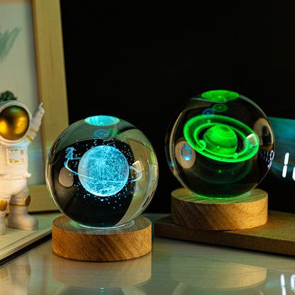 Milky Way Solar System Rain Cloud Astronaut Glowing Crystal Ball Night Light