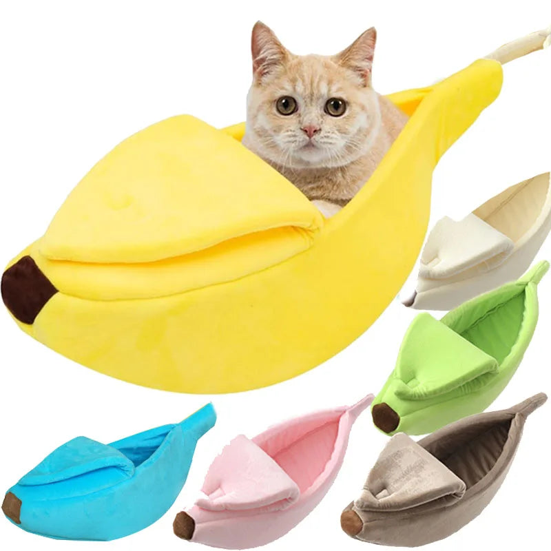 Warm Banana Shaped Dog Cat Bed Cozy Basket Puppy Kittens Cushion Kennel Portable Pet Sleeping Mat Bed Cats Supplies