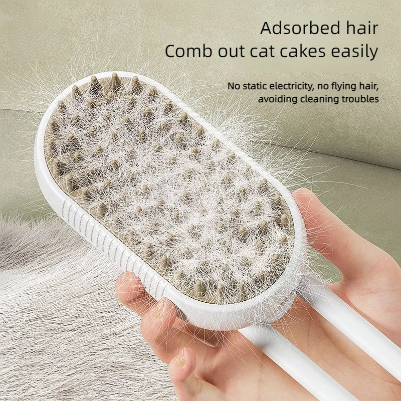 3-in-1 Pet Steam Brush - Steamy Spray Massage Comb - Hair Removal and Grooming Tool - Pet Beauty and Cleaning Supplies