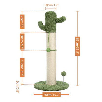 Cute Cactus Pet Cat Tree Toy with Ball Scratching Post for Cat Kitten Climbing Mushroom Condo Protecting Furniture Fast Delivery