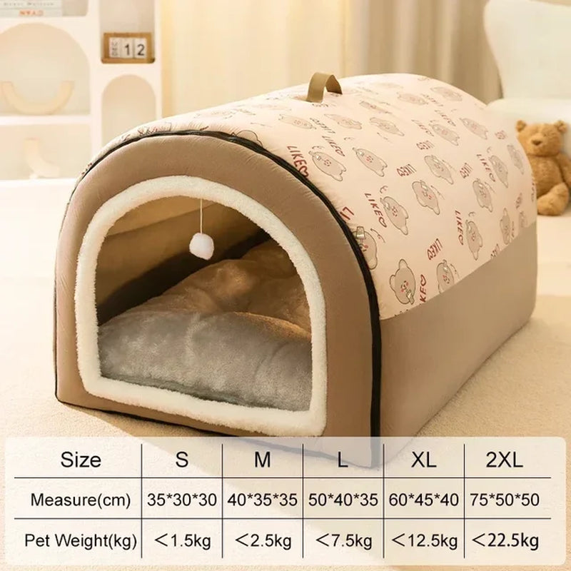 Winter Dog Kennel Warm Dog House Mat Detachable Washable Dogs Bed Nest Deep Sleep Tent for Medium Large Dogs House Dog Supplies