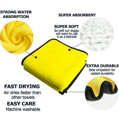 Super Absorbent Quick Drying Soft Microfiber Pet Towel (Yellow)