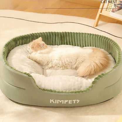 Thickening Warm Pet Cat Bed - Removable Washable Cat Baskets Cushion Mat - Square Plush Kennel for Small to Medium Dogs and Cats