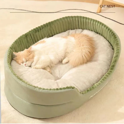 Thickening Warm Pet Cat Bed - Removable Washable Cat Baskets Cushion Mat - Square Plush Kennel for Small to Medium Dogs and Cats