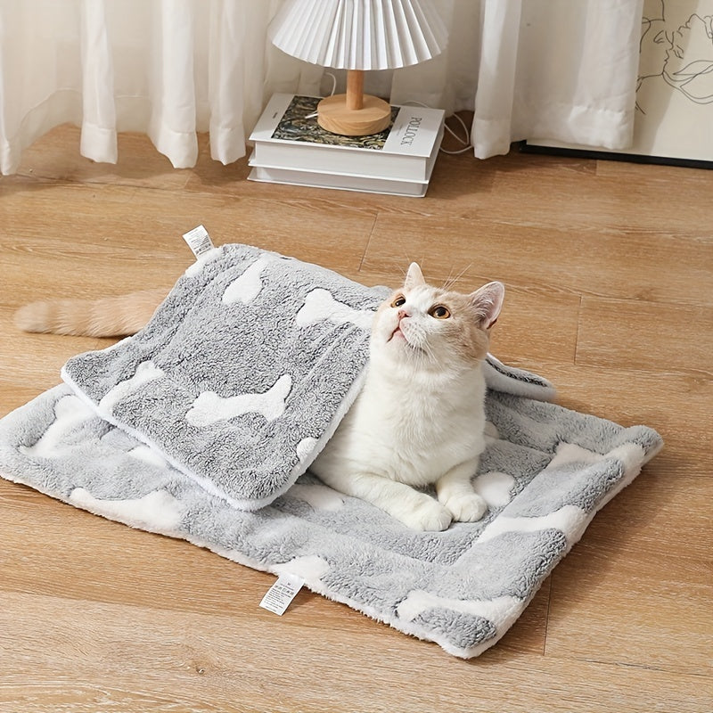 Self-Warming Cat Bed Mat Washable Dog Bed Crate Mat Soft Pet Sleeping Mat For Dogs And Cats Reversible Fleece Dog Crate Kennel Pad Cat Pet Bed