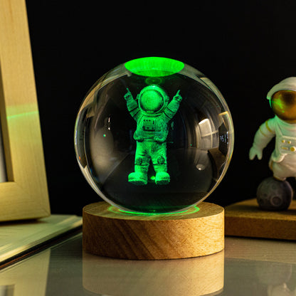 Milky Way Solar System Rain Cloud Astronaut Glowing Crystal Ball Night Light