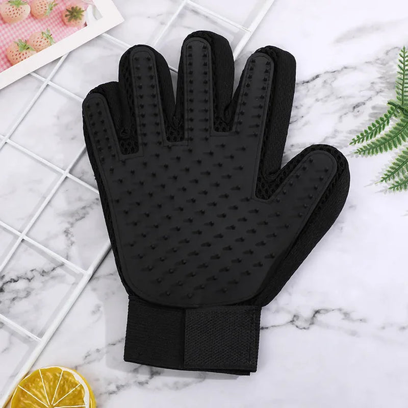 2-in-1 Pet Grooming Glove - Deshedding Brush and Massage Tool - Gentle Hair Remover and Cleaner for Cats and Dogs - Bath Time Companion