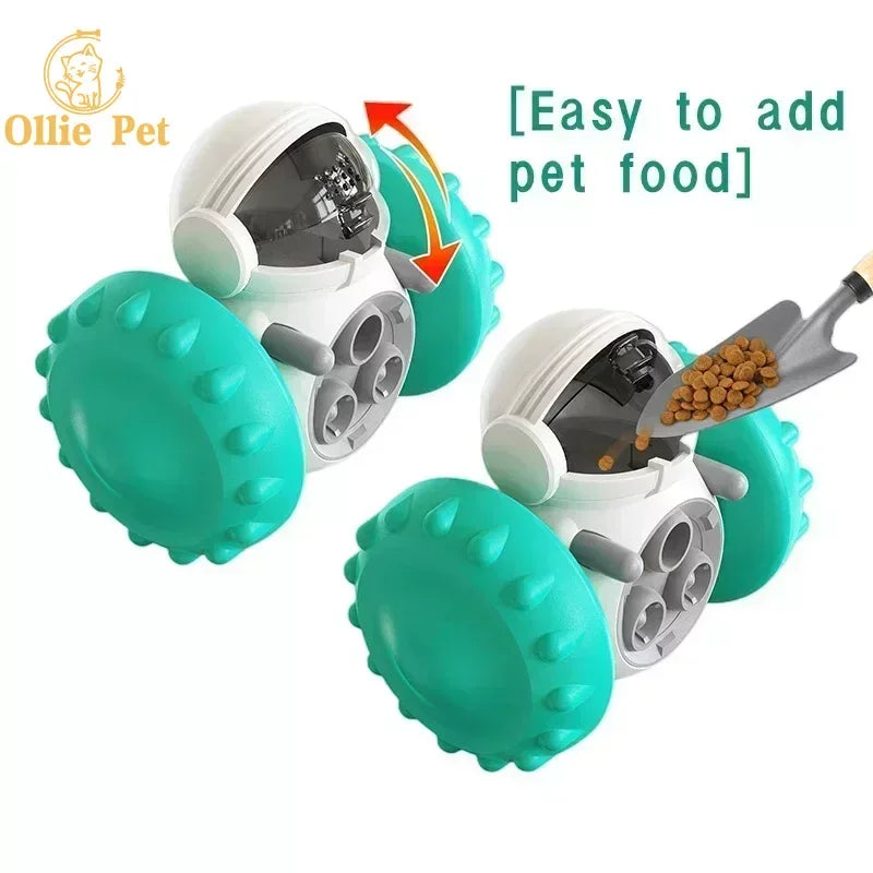 Dog Treat Toy Interactive Tumbler Robot Slow Food Feeder Puppy Cat Snack Treat Dispenser Dog Supplies for Pet Dogs IQ Training