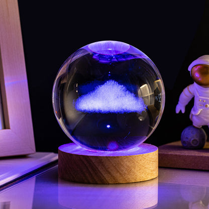 Milky Way Solar System Rain Cloud Astronaut Glowing Crystal Ball Night Light