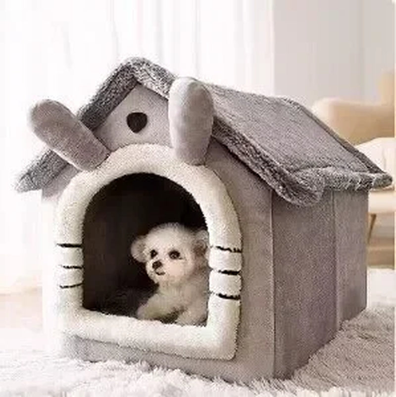 Indoor Warm Dog House and Soft Cat Bed with Removable Cushion