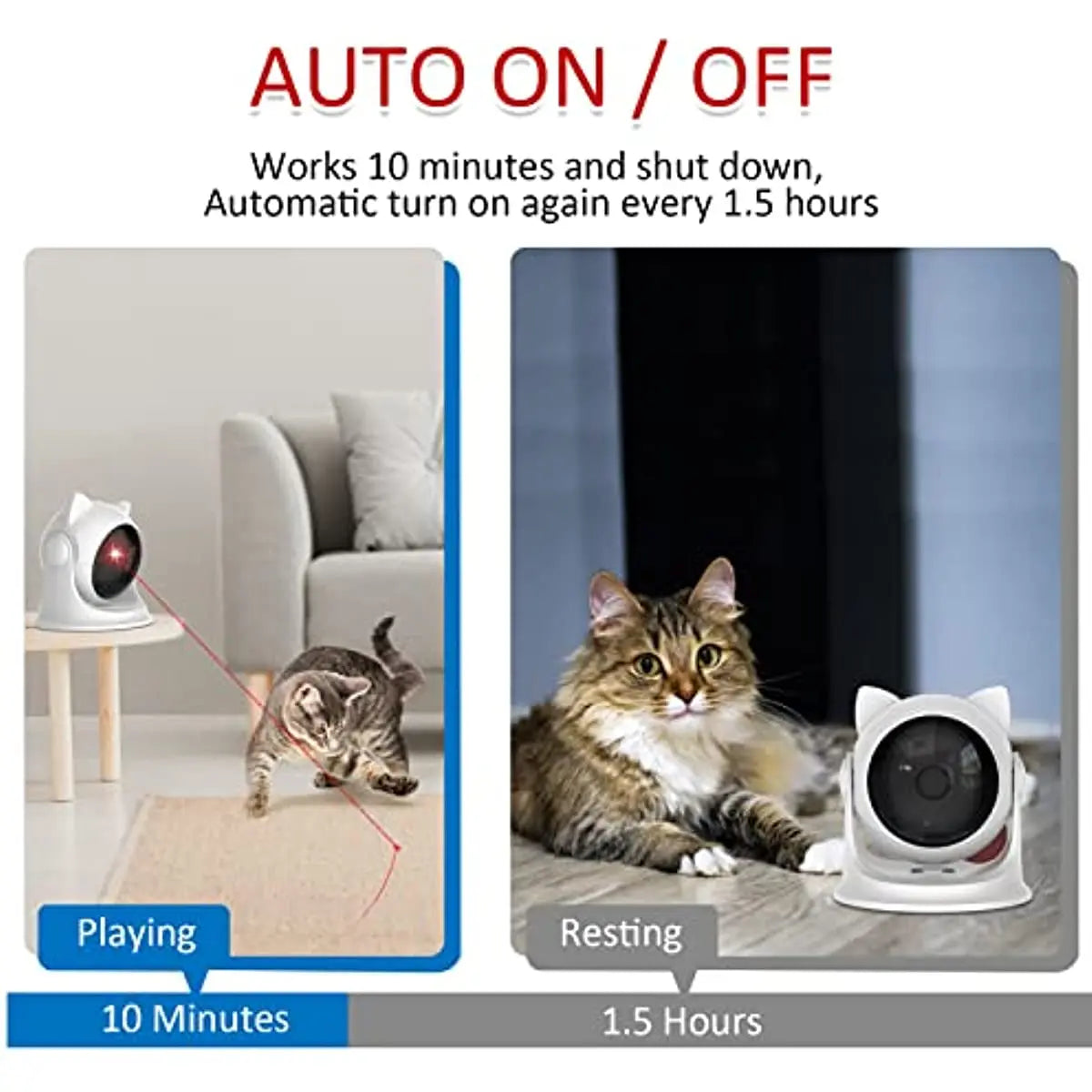 Rechargeable Motion-Activated Cat Laser Toy - Interactive Automatic Toy for Indoor Cats, Kittens, and Dogs - Dual Fast and Slow Modes