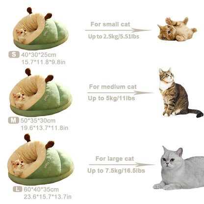 Sweet Cat Bed Winter Warmth Plush Pet House Cozy Kitten Cushion Cat Basket Little Mat Cat House Supplies for Small Medium Cats