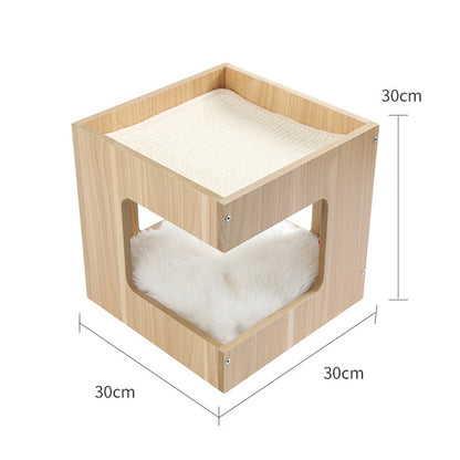 Solid Wood Double Layer No Trace Stickers Sisal Cat Nest