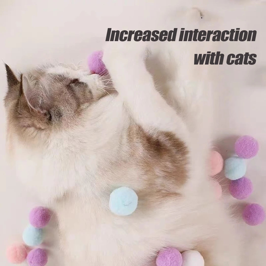 Creative Cat Toys Interactive Launch Training Kittens Mini Pompoms Games Stretch Plush Ball Toys Pet Accessories Cat Supplies