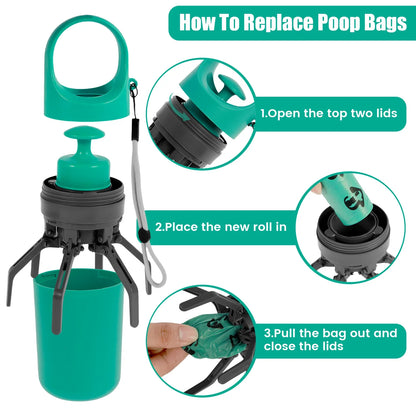 Portable Dog Poop Scooper with Build in Bag Dispenser Lightweight Claw Poop Scooper for Dogs Cat Pet Cleaner Tool